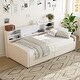 preview thumbnail 2 of 12, Twin Size Upholstered Platform Bed with Headboard and Storage Drawers, Velvet Fabric with Built-in Shelf