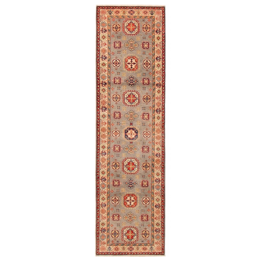 ECARPETGALLERY Hand-knotted Uzbek Ghazni Grey Wool Rug - 2'8 x 9'8