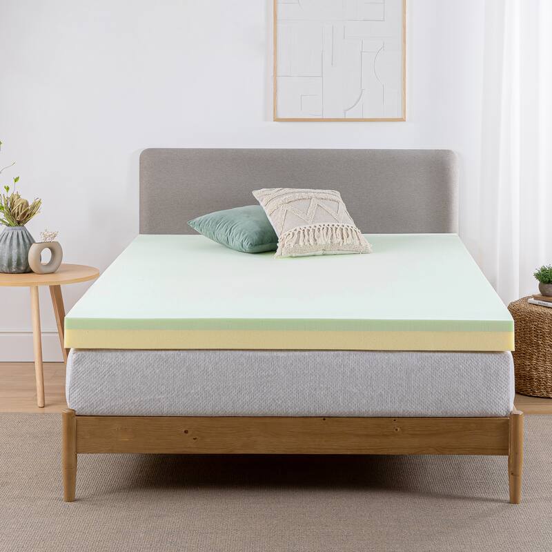 Priage by Zinus 4 inch Green Tea Memory Foam Mattress Topper - King