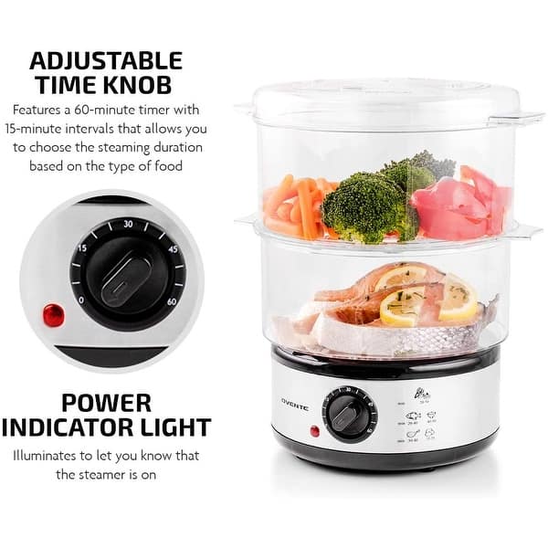 OVENTE 3-Tier Electric Steamer for Vegetables and Food with Timer