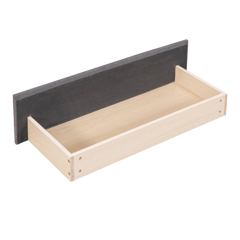 Grey Linen Twin Upholstered Daybed with Storage Drawers - No Box Spring Required