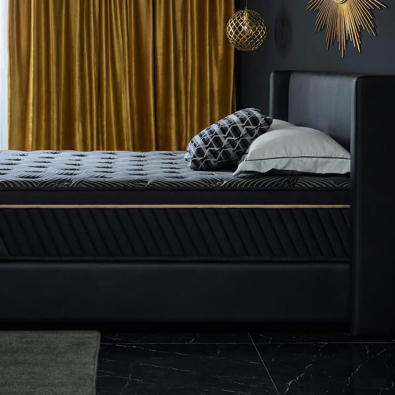 Modern Medium Firm Gel Memory Foam Hybrid Breathable Knitted Cover 12 in. Mattress - Black - Queen