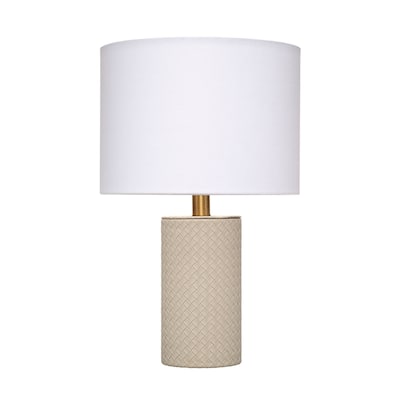 Alden Decor Heritage Leather Table Lamp with Linen Shade