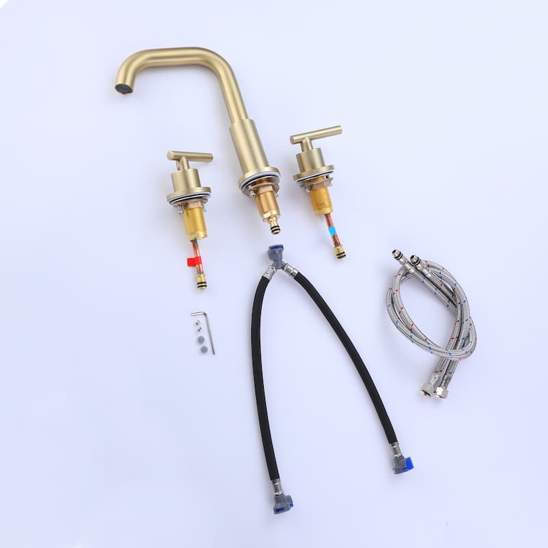 Rbrohant Widespread Brushed Gold Bathroom Sink Faucet, 8 in. 2-Handle Bathroom Faucet