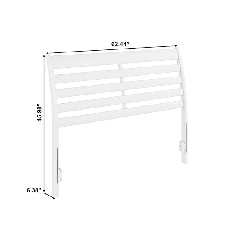 Solid Wood Headboard - French Country Style Bed Frame with USB Charger - White Finish