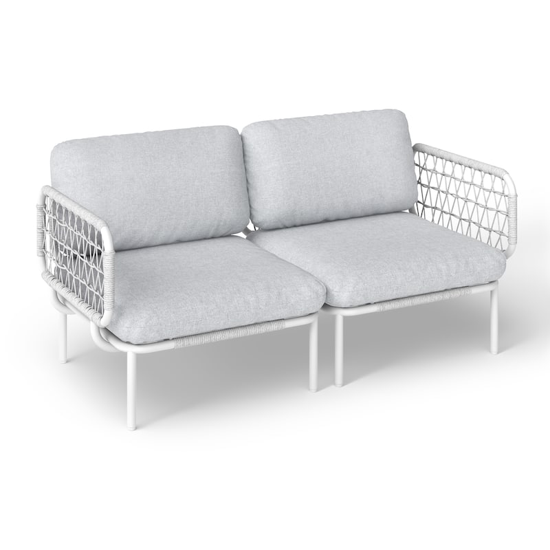 Outdoor Cushioned Sectional Sofa Chat Set Patio Conversation Seating Set - Light Grey - 2-Seat