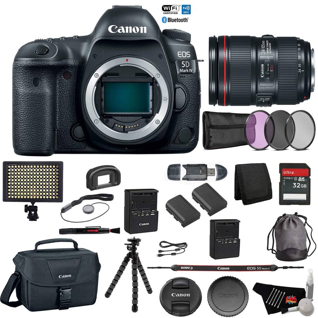 Canon EOS 5D Mark IV Digital SLR Camera 24-105mm f/4L II Lens Bundle - Advanced