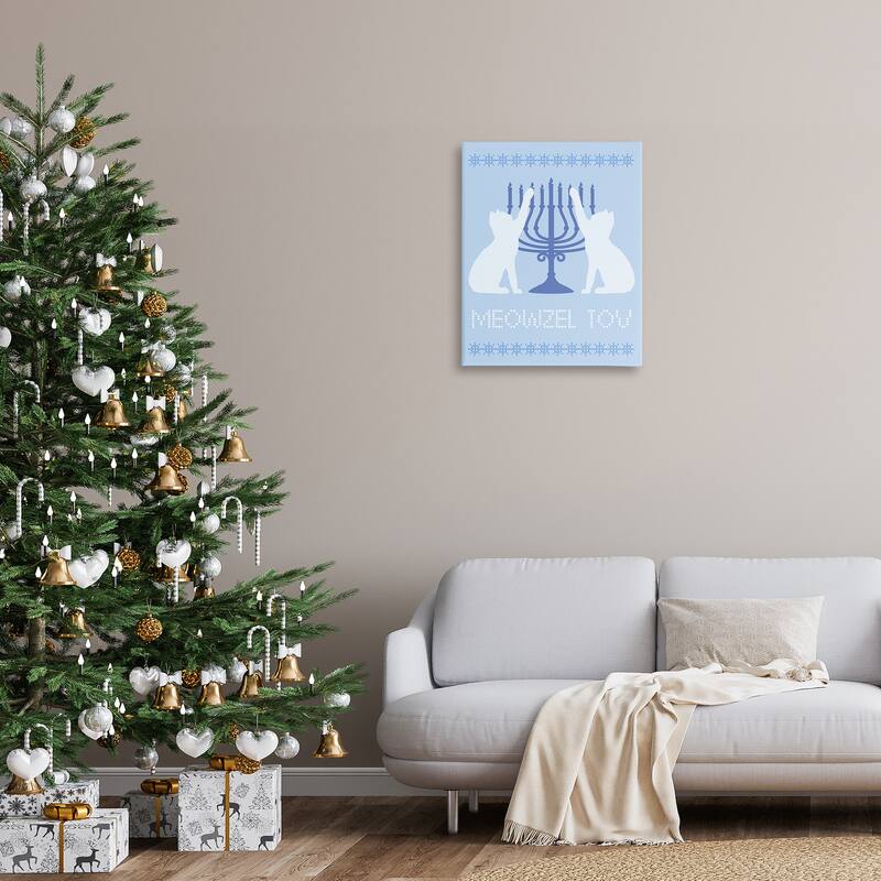 Stupell Meowzel Tov Hanukkah Cats Canvas Wall Art Design By Lil' Rue