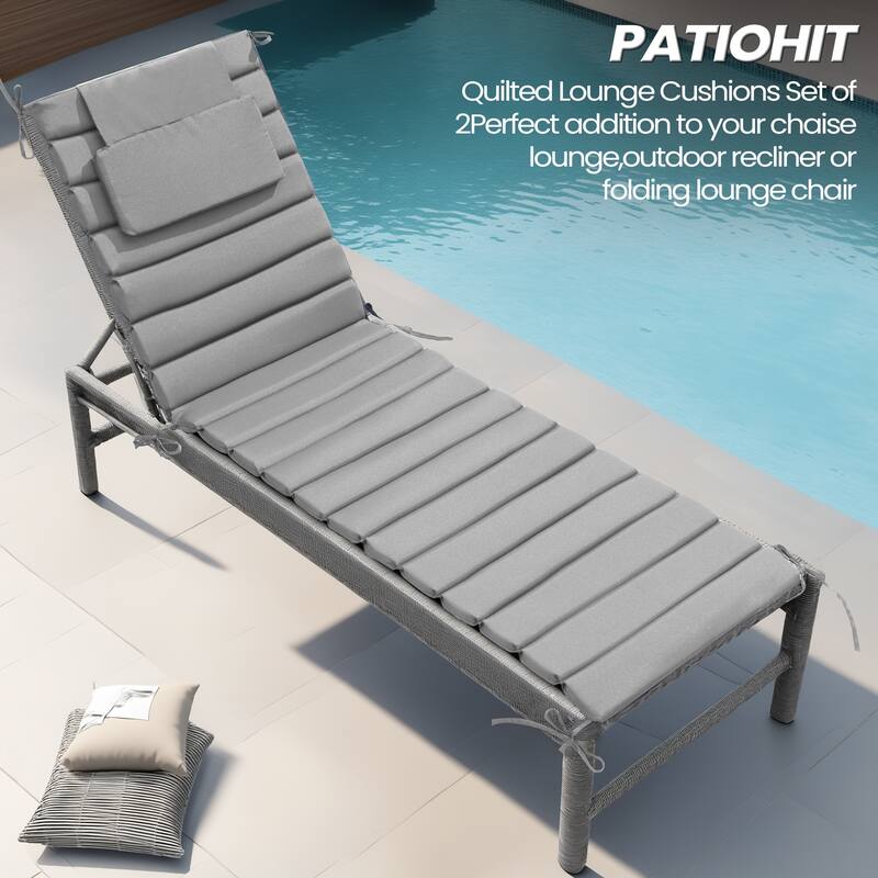 Pellebant Outdoor Chaise Lounge Cushions Patio Lounger Pad with Straps