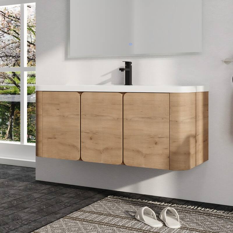 Malwee 48"/60" Floating Bathroom Vanity with Sink, Wall Mounted Bathroom Vanity with Soft Close Door