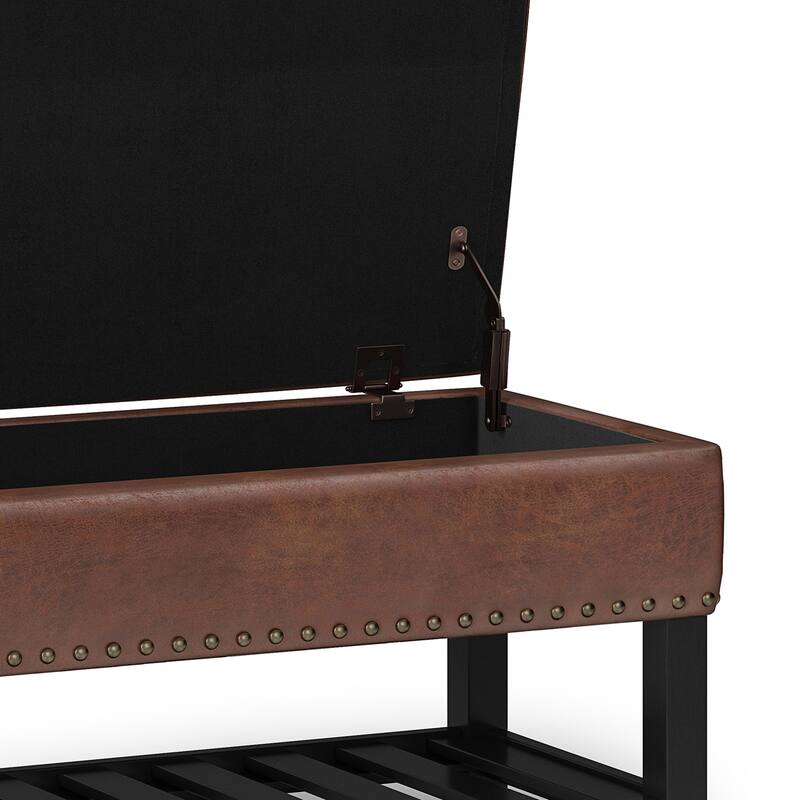 Modern Storage Ottoman Bench for Living Room - Dark Brown