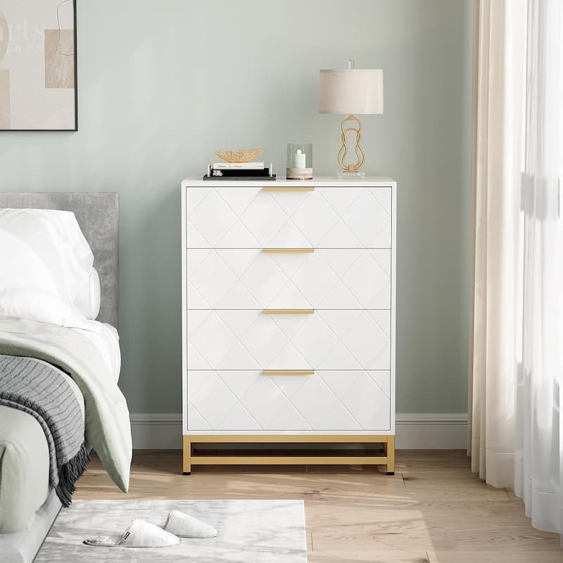Chest of 4 Drawers Dresser with Metal Handle