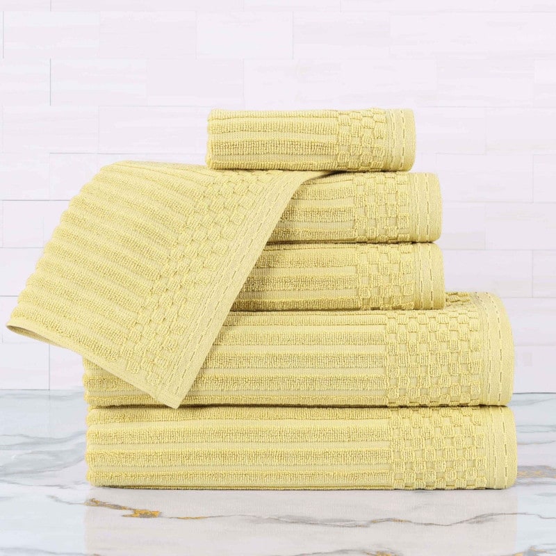 Superior Soho Ribbed Cotton 6-Piece Assorted Towel Set - Gold Mist
