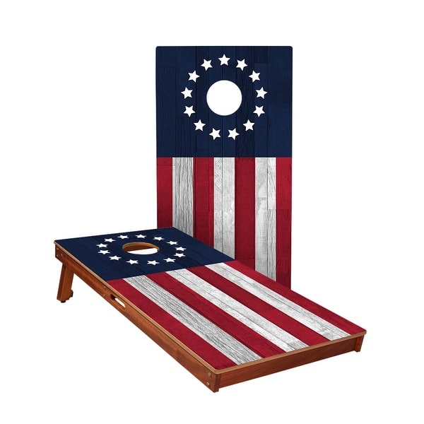 slide 2 of 5, Betsy Ross Flag All-Weather Cornhole Boards NO Bags - Add Board Lights