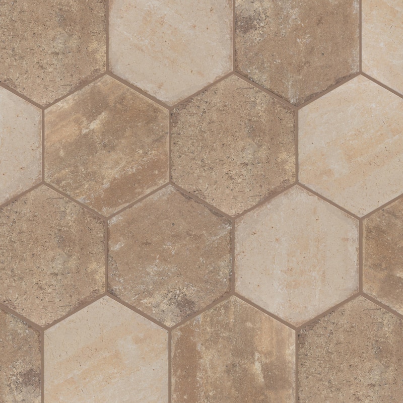 Merola Tile Brickyard Hex Beige 8-1/2" x 9-7/8" Porcelain Floor and Wall Tile