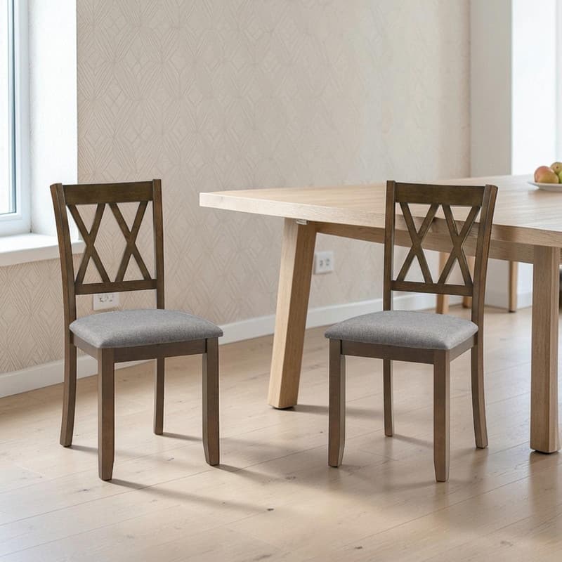 Wooden Dining Chairs Set of 4, Upholstered Side Chairs with Padded Seat for Kitchen, Dining Room & Living Room