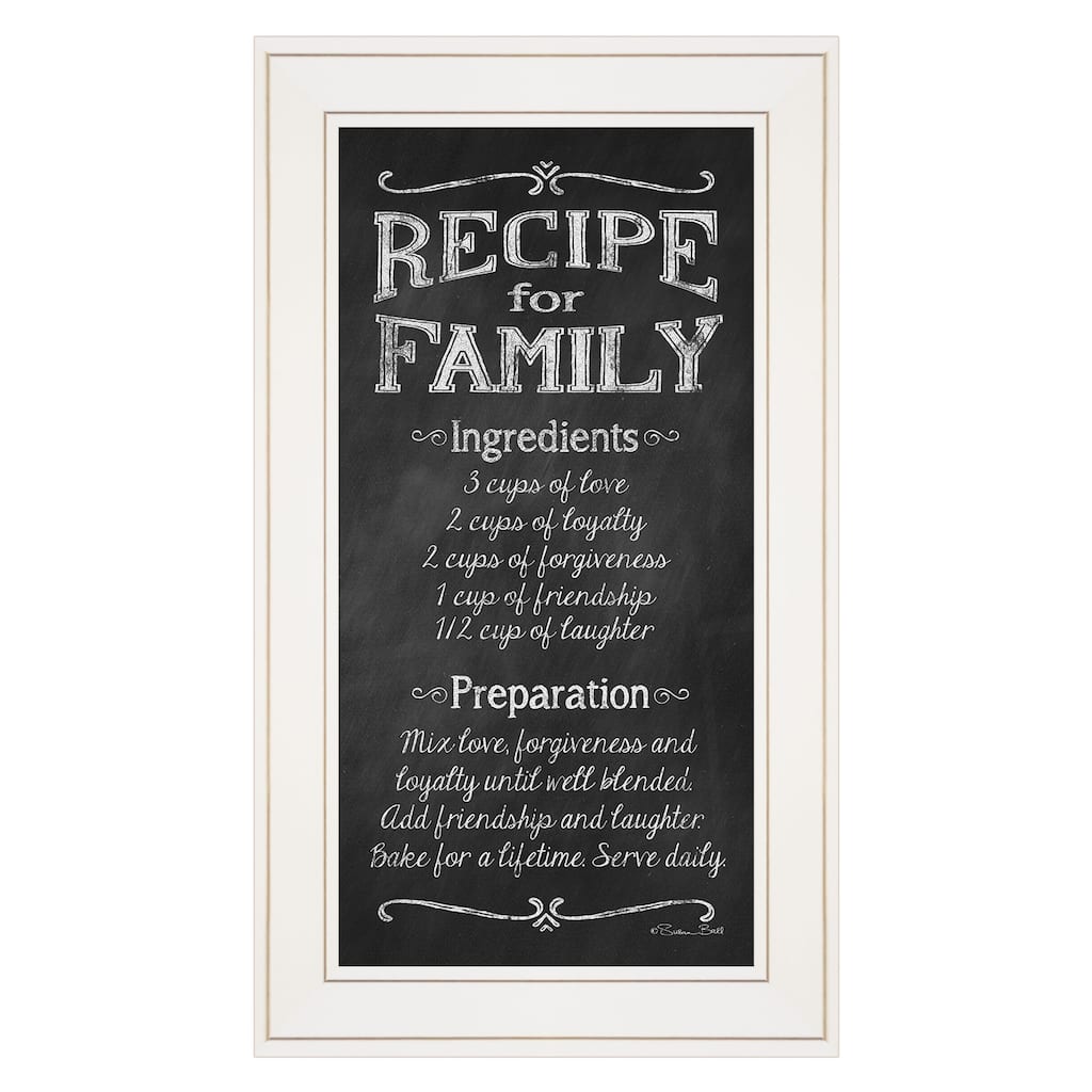 "Recipe for Family" by Susan Ball, Ready to Hang Framed Print, White Frame