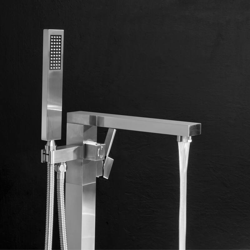 Bruch Nickel Finish Freestanding 35-inch Tub Filler Faucet - 35'' H x 6.8'' W x 10.24'' D