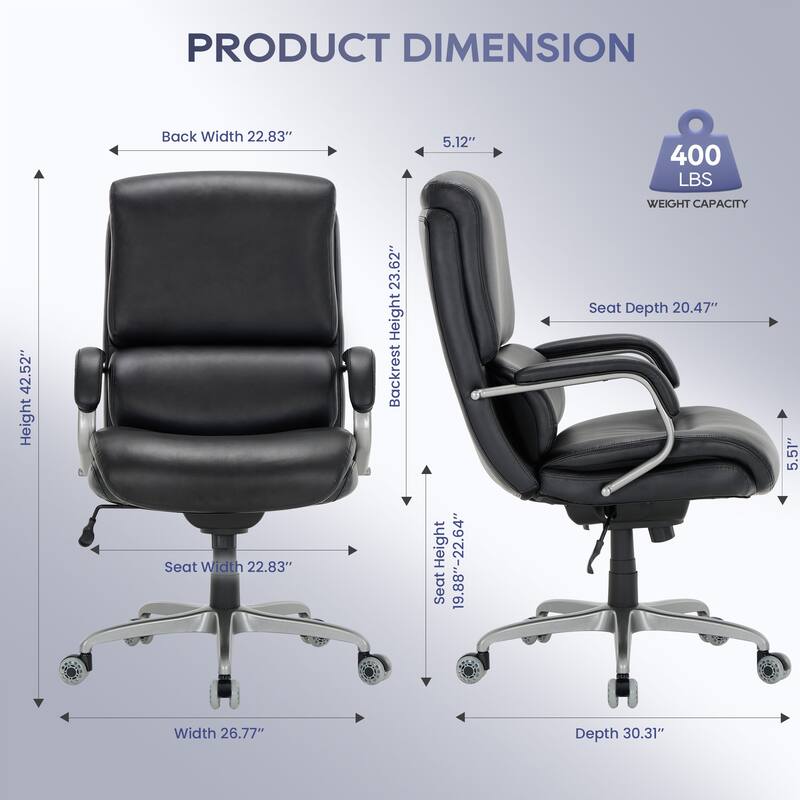 Ergonomic Executive Chair - 400lb Heavy Duty with 3D Flip-Up Arms & Extended Waterfall Seat, Breathable for Professional Suites