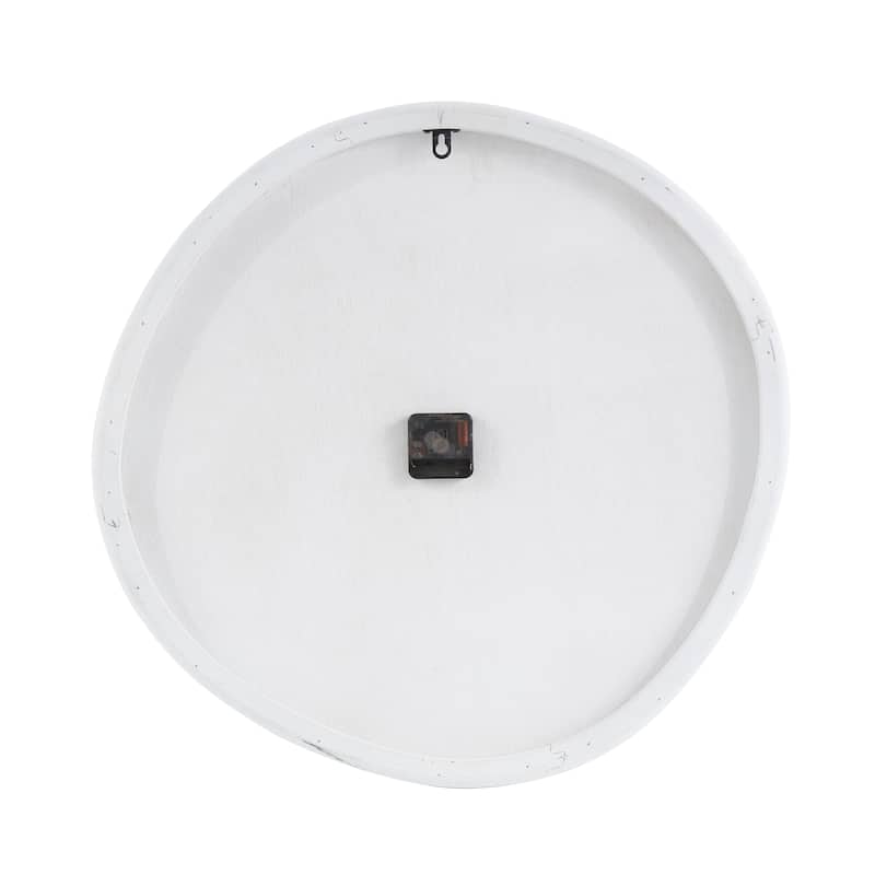 Wood Round Decorative Wall Clock with Black Hands and Numbers - White - Roche River Decor - 1"W x 24"L x 23"H