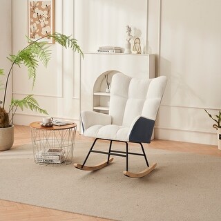 Teddy fabric and Leathaire Rocking Chair - Bed Bath & Beyond - 39923009