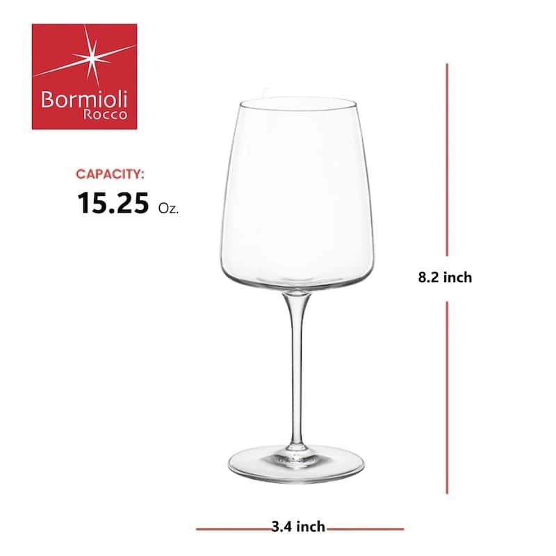 Bormioli Rocco Set of 4 Planeo Rosso Red Wine Glasses - 15.25 oz