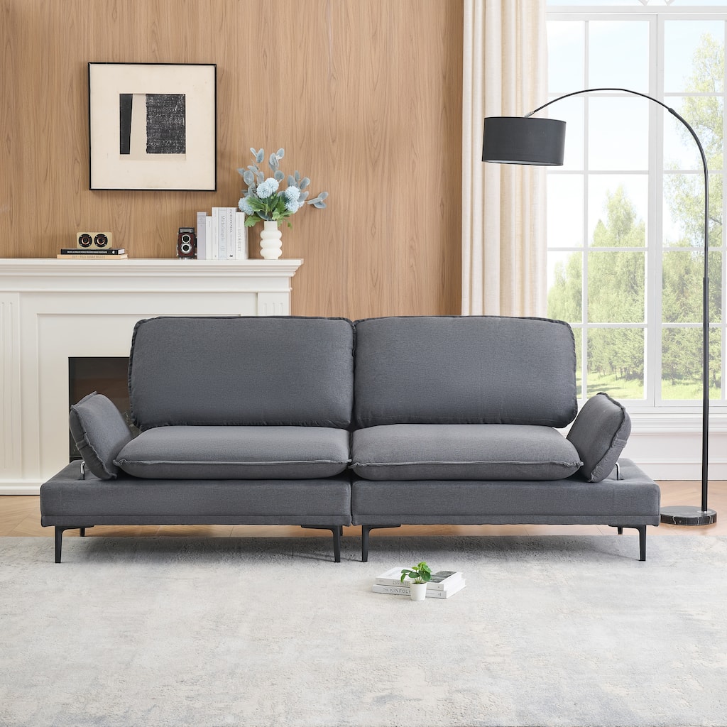 89-inch Dark Grey Polyester Blend Sofa for Offices, Apartments and Living Rooms