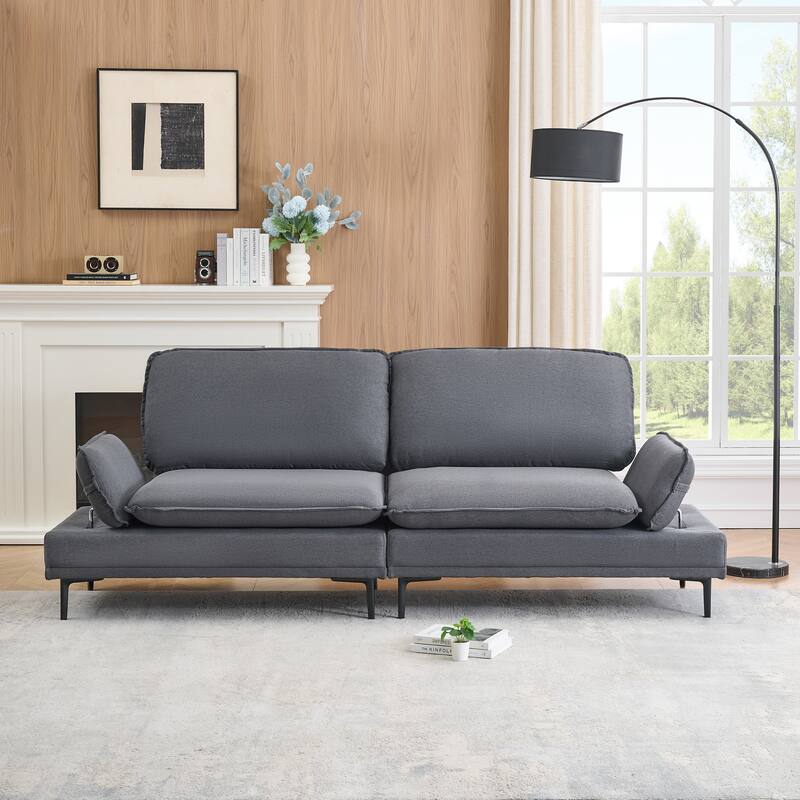 89-inch Dark Grey Polyester Blend Sofa for Offices, Apartments and Living Rooms - Multi-Color