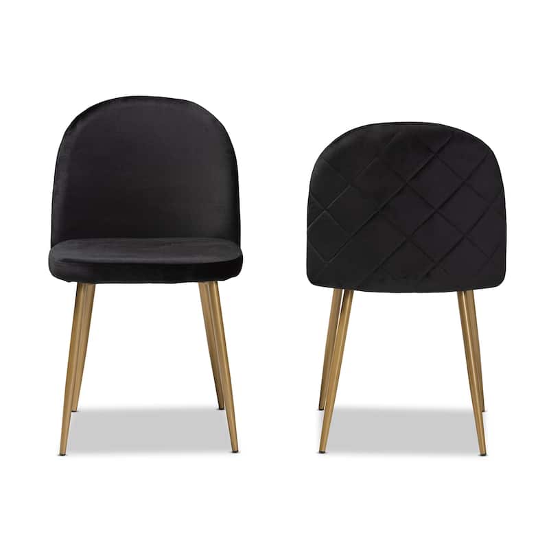 Velvet Dining Chairs Set of 2 - French Country Style, Gold Metal Legs, Upholstered Accent Chairs - 33.3