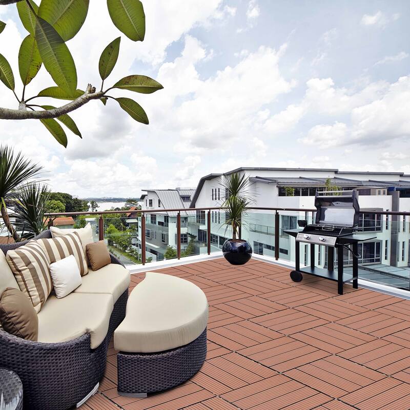 11.8" x 11.8" square wood-plastic composite deck tiles