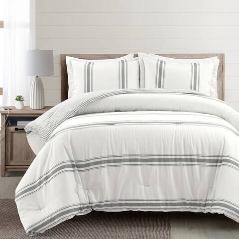 Lush Decor Farmhouse Stripe 3-piece Comforter Set