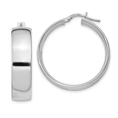 Curata 925 Sterling Silver 31x6mm Polished Wedding Band Hoop Earrings