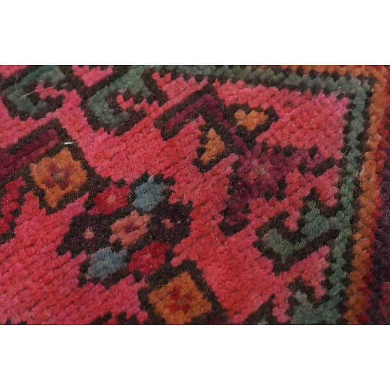Hand Knotted Oriental 100% Wool Carpet Traditional Tribal Pink Ardebil Runner Rug - 9' 11'' X 3' 6''