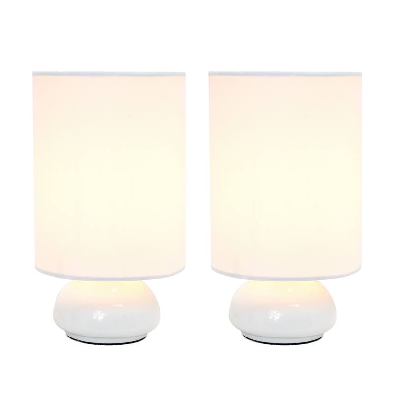 Simple Designs Gemini Colors 2 Pack Mini Touch Table Lamp Set with Fabric Shades