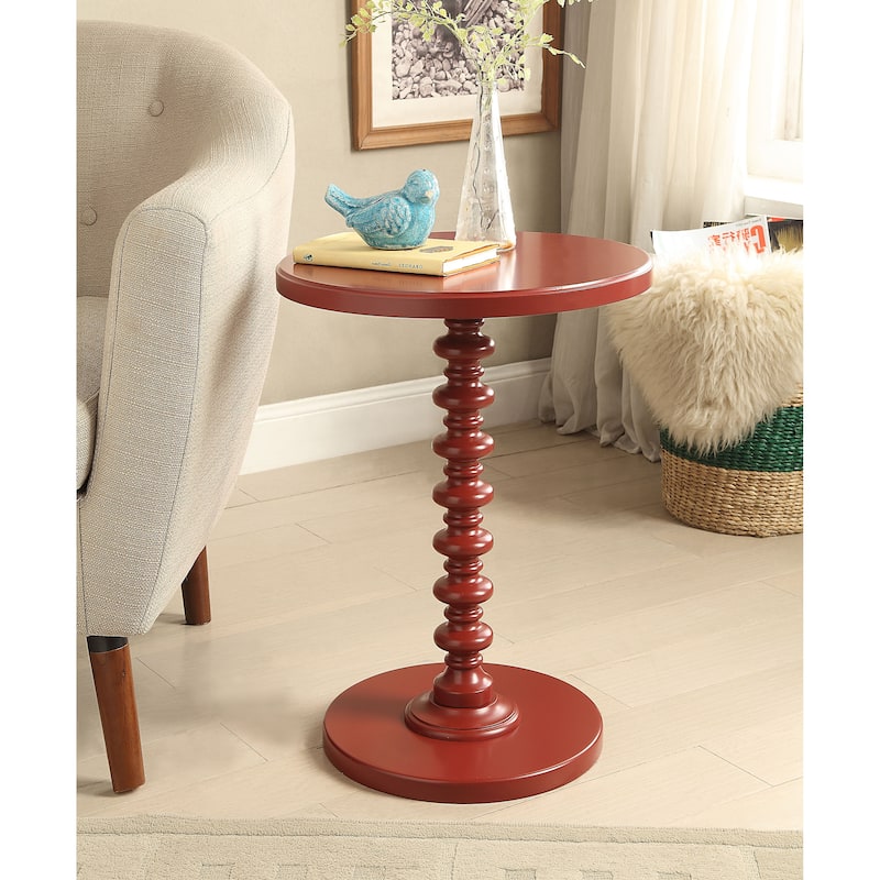Salisa Round Wooden Side Table - Red