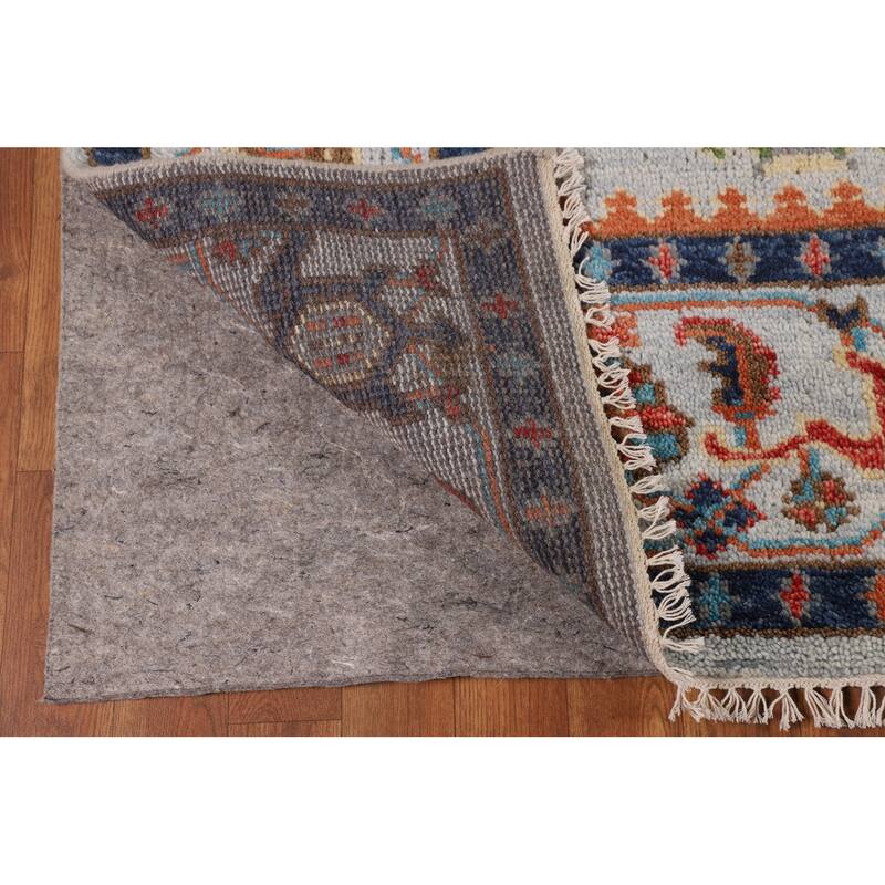 All-Over Geometric Oushak Indian Area Rug Hand-Knotted Wool Carpet - 7'9"x 9'10"