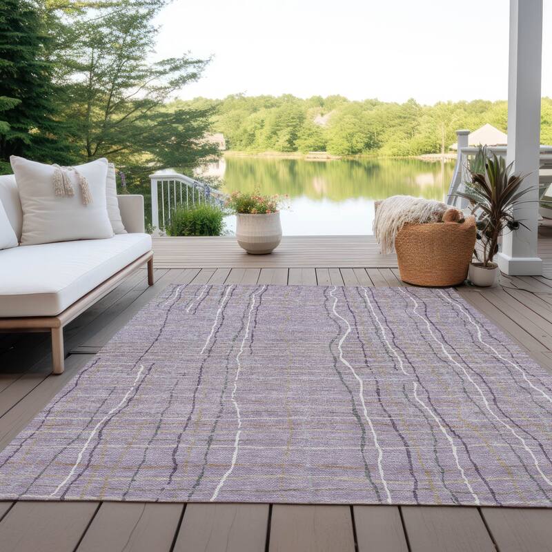 Machine Washable Indoor/ Outdoor Modern Century Chantille Rug