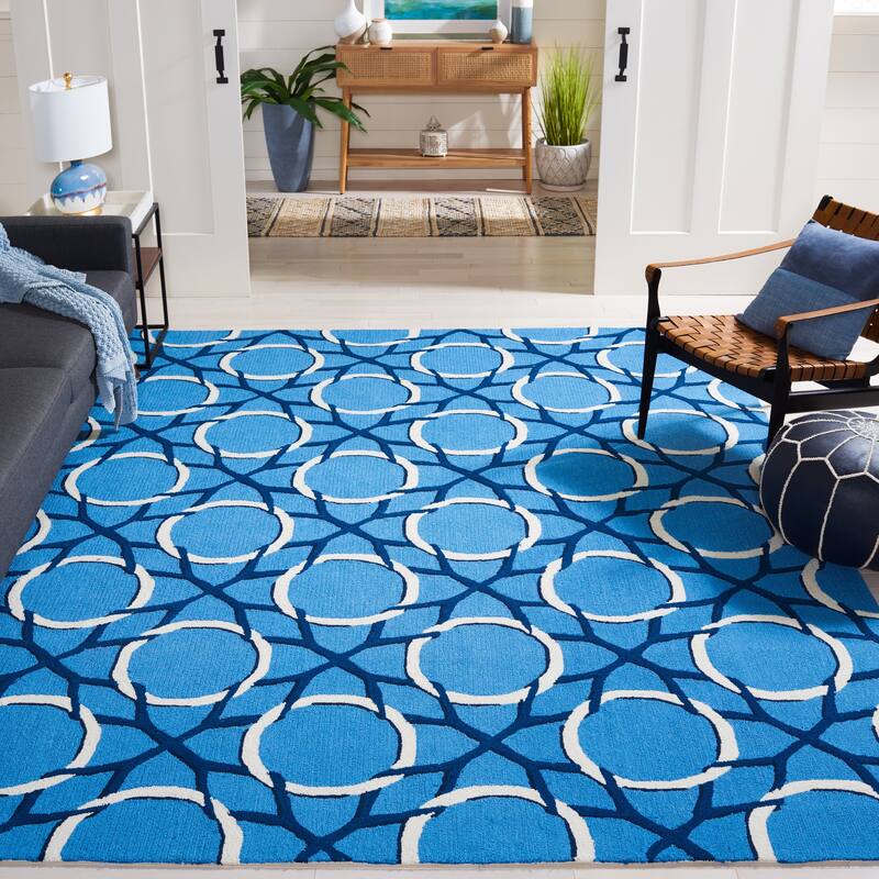 SAFAVIEH Handmade Four Seasons Penka Floral Rug - 8' x 10' - Blue/Ivory