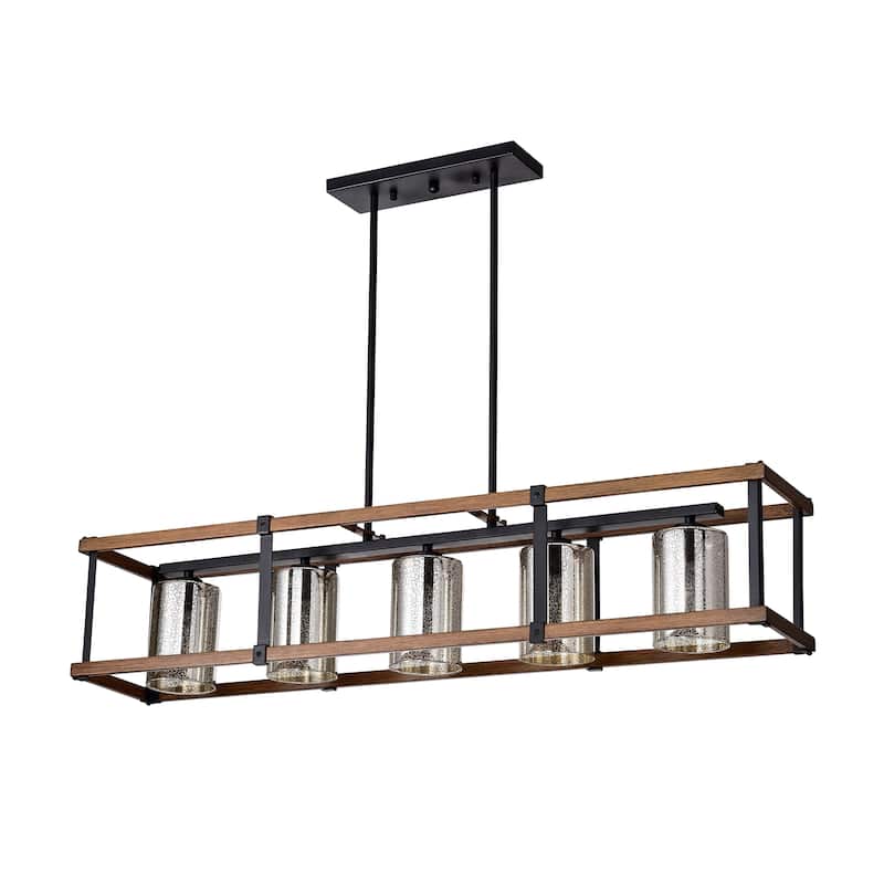 Desaki Kitchen Island Style Matte Black 5-light Chandelier