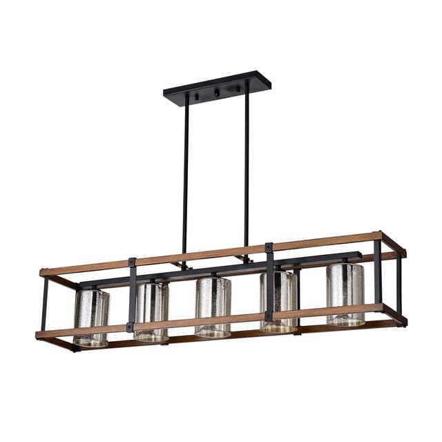 Desaki Kitchen Island Style Matte Black 5-light Chandelier