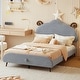 preview thumbnail 30 of 51, Twin Size Upholstered Platform Bed Animal Theme Design Bed Frame with Sheep-Shaped Headboard and Footboard, No Box Spring Needed Grey - Full