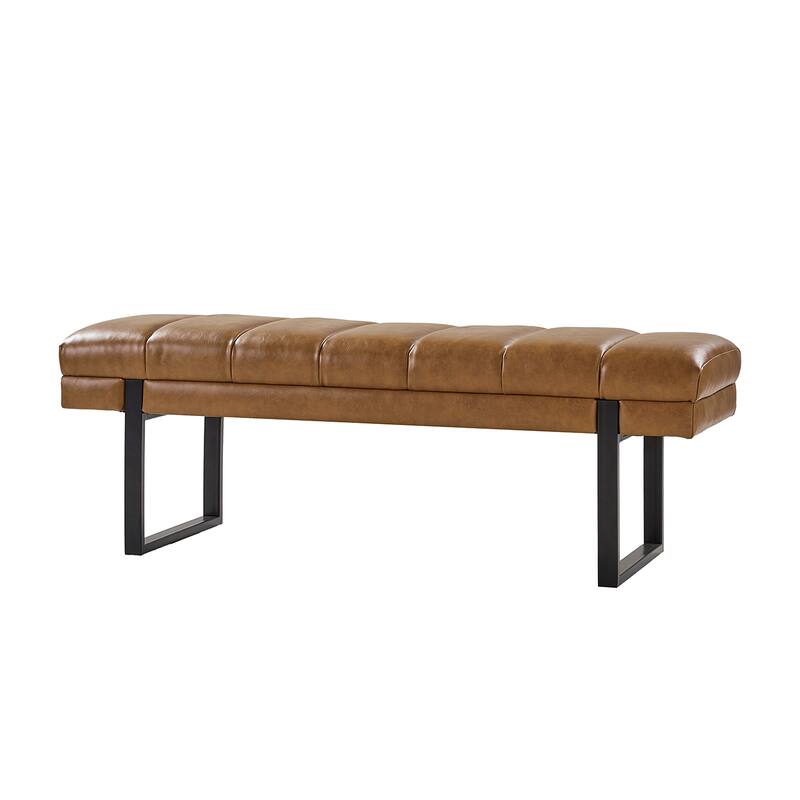 Laurens Modern 52.5'' Channel Tufted Bench with Mental Legs by HULALA HOME