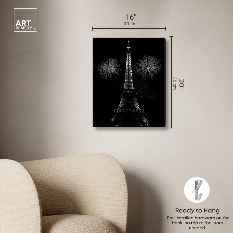 Fireworks Over Paris Canvas by Art Remedy, Gallery Wrapped
