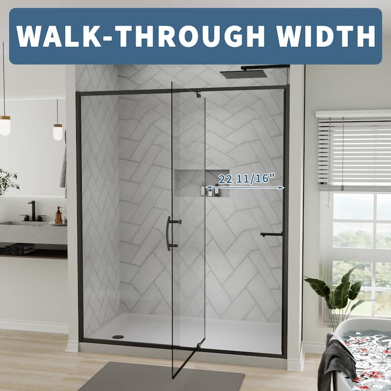 56-60" Bathtub Pivot Shower Screen Door - 60''x 71''