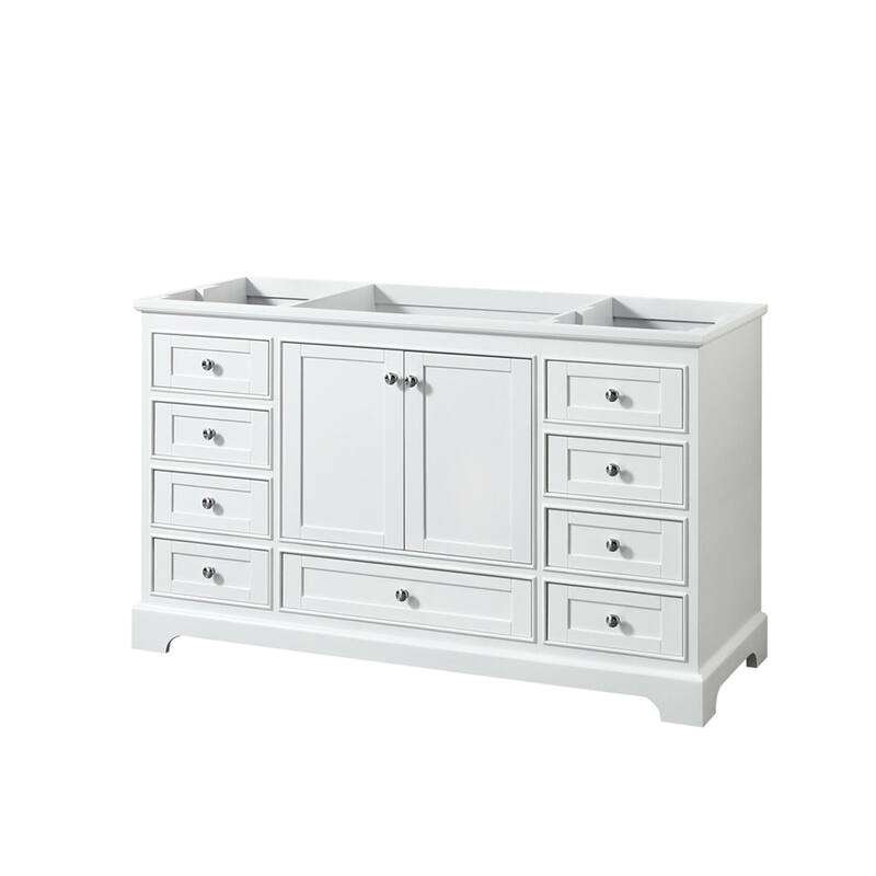 Wyndham Collection Deborah 59-1/4" Free Standing Single Wood Vanity - White / Polished Chrome Hardware