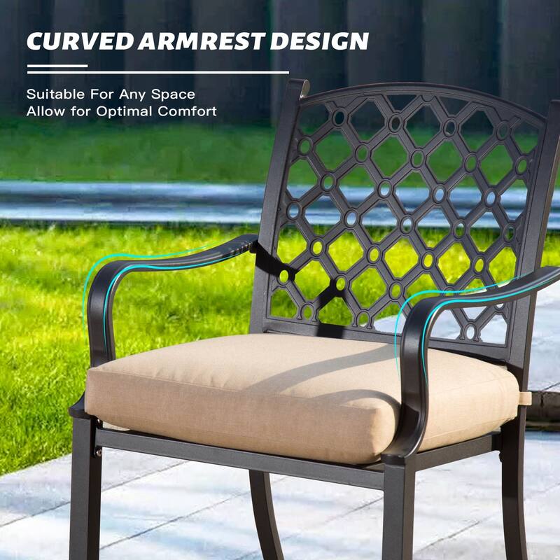 Domi 7-Piece Metal Patio Dining Set with Cushions and Table, Outdoor Furniture for Garden or Deck