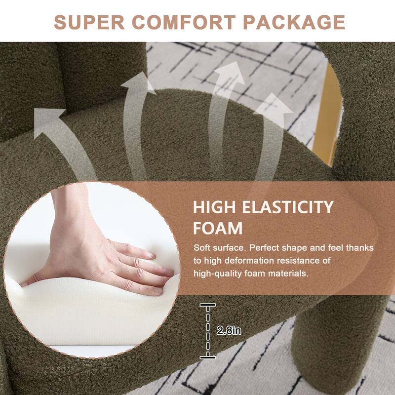 HOMEFUN Teddy Fabric Upholstered Wood Frame Contemporary Designed Dining Side Chair（set of 2）