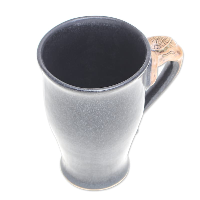Novica Handmade Speckled Elephant Ceramic Mug