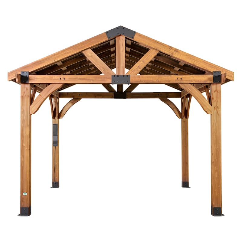 Backyard Discovery Arlington 12x12' Cedar Wood Gazebo with Steel Roof
