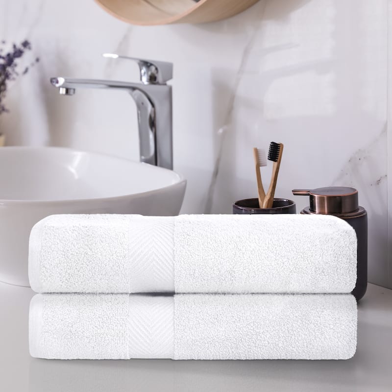Superior Absorbent Zero Twist Cotton Bath Towel (Set of 2) - White